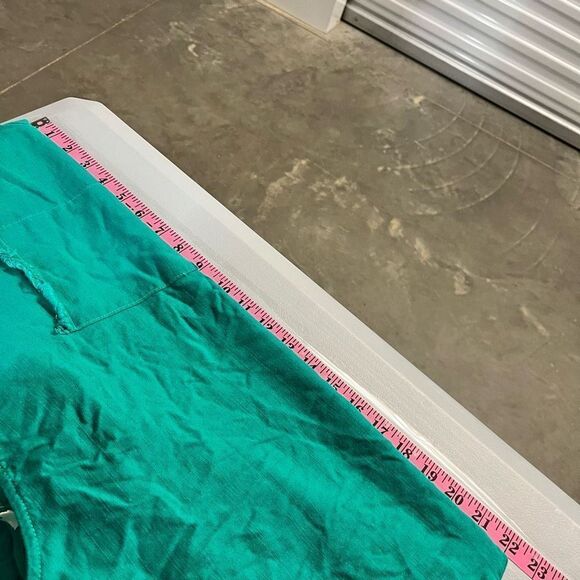 Umgee USA Frayed Hem Pocket Tunic Top Short Sleeve Green Medium - Picture 4 of 9